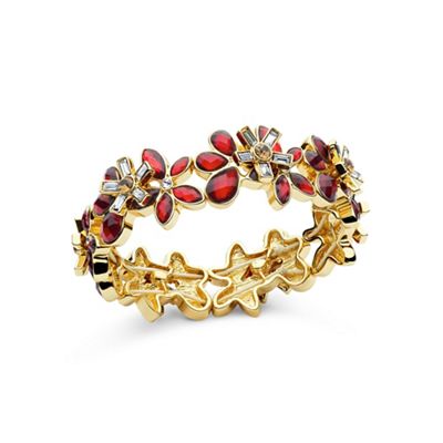 Red and gold flower strecth bracelet